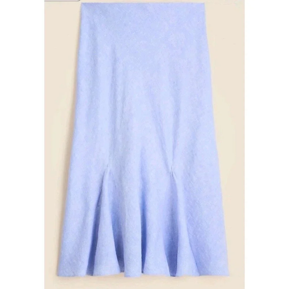 J.Crew Gwyneth Flounce Hem Linen Slip Skirt French Blue Pull On CN555 Sz 2X NWT